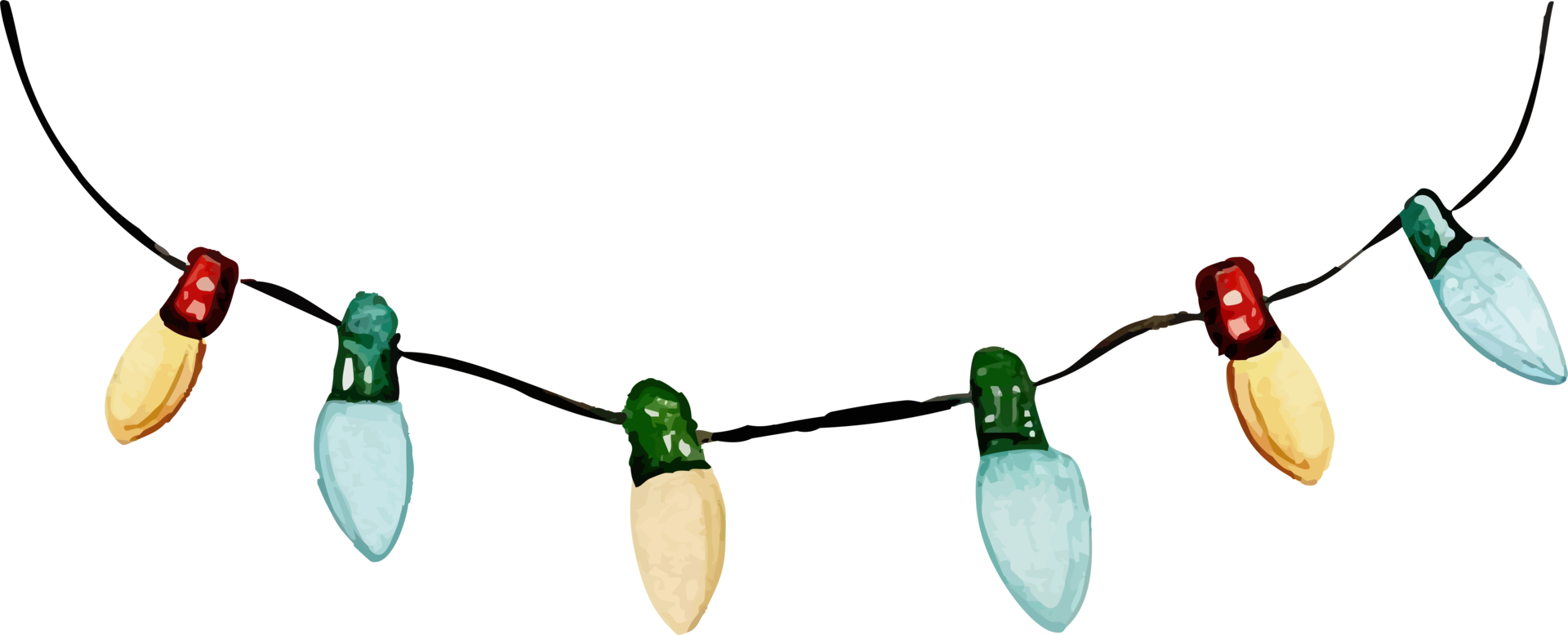 Festive String Lights with Multicolor Bulbs Simple Design png