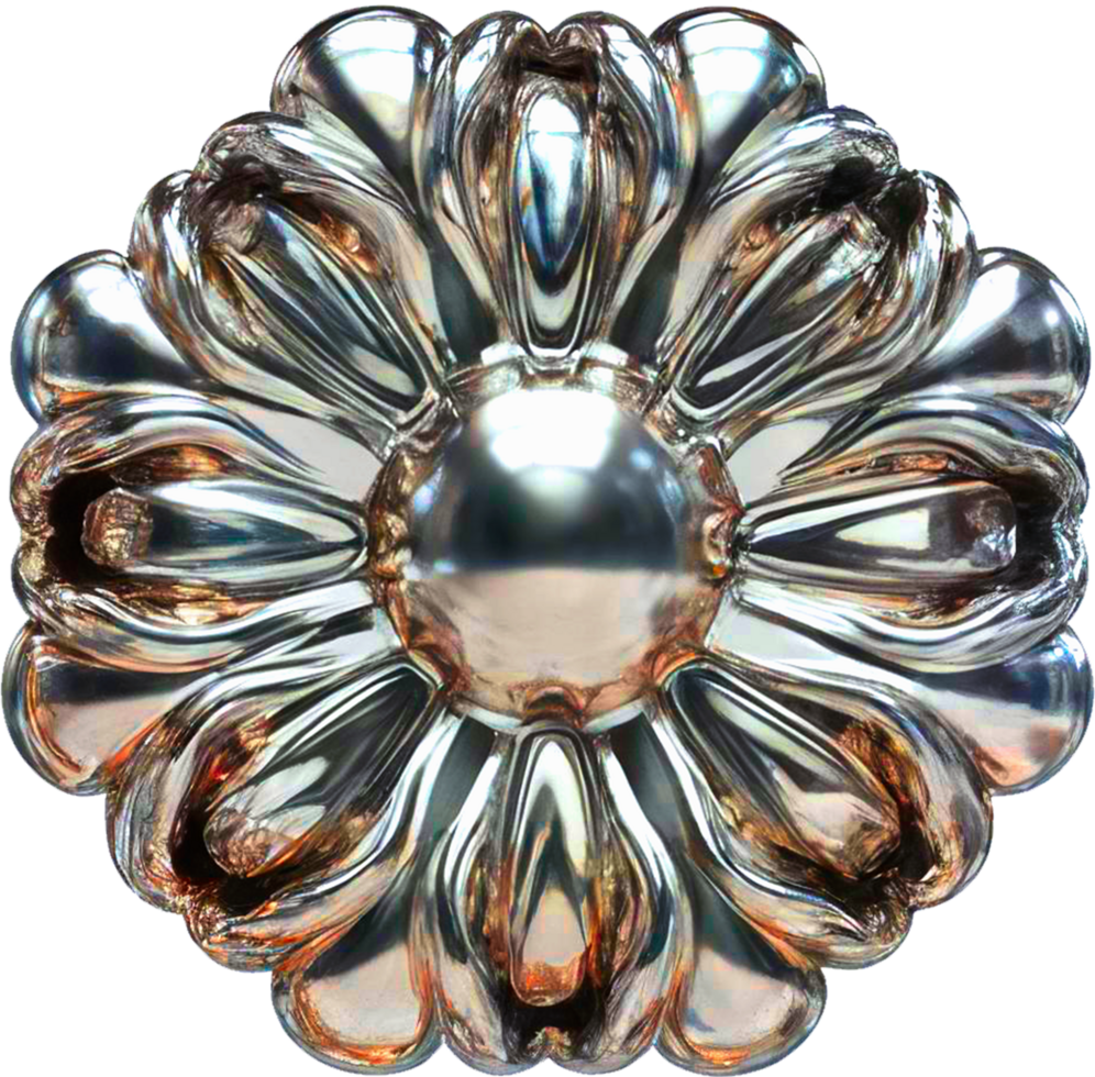 Reflective 3d Metallic Silver Flower Shape png