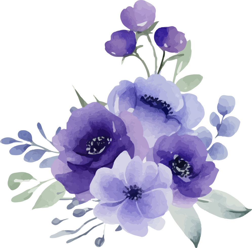 Pastel Blue and Lavender Roses with Gentle Foliage Arrangement png