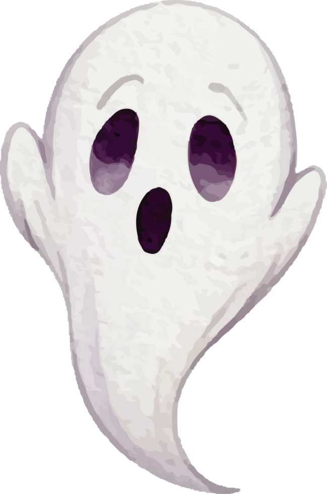 Floating Ghost with Open Mouth Watercolor Illustration Element png