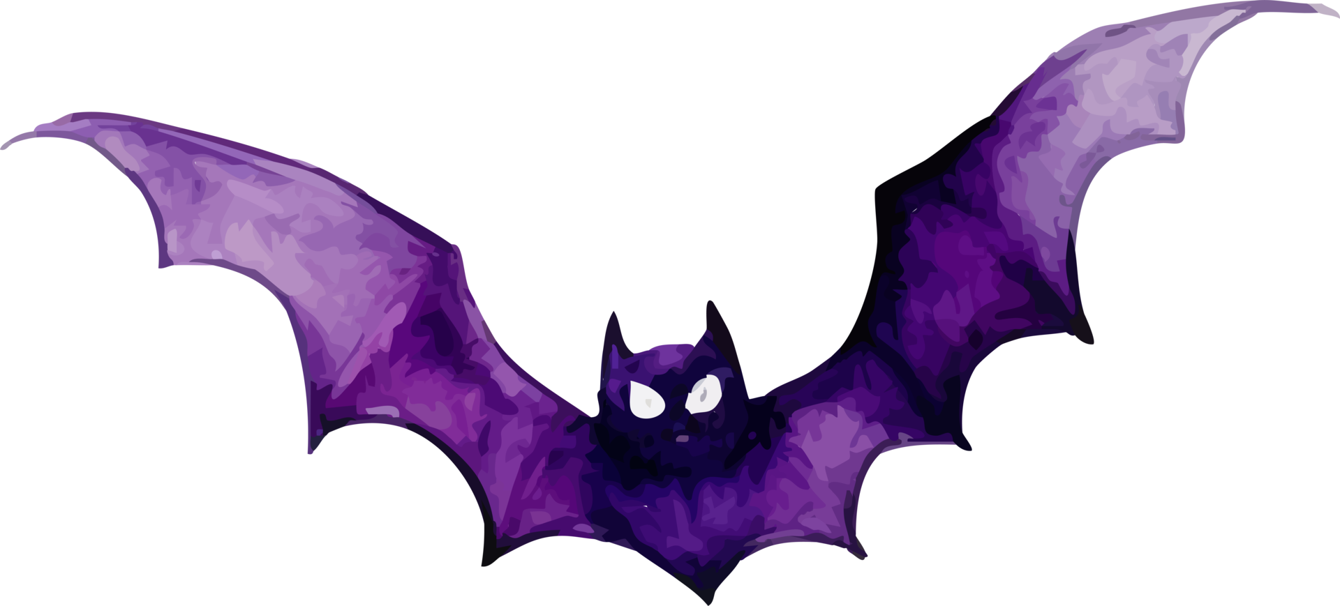 Purple Bat with Pointed Ears Watercolor Illustration Element png