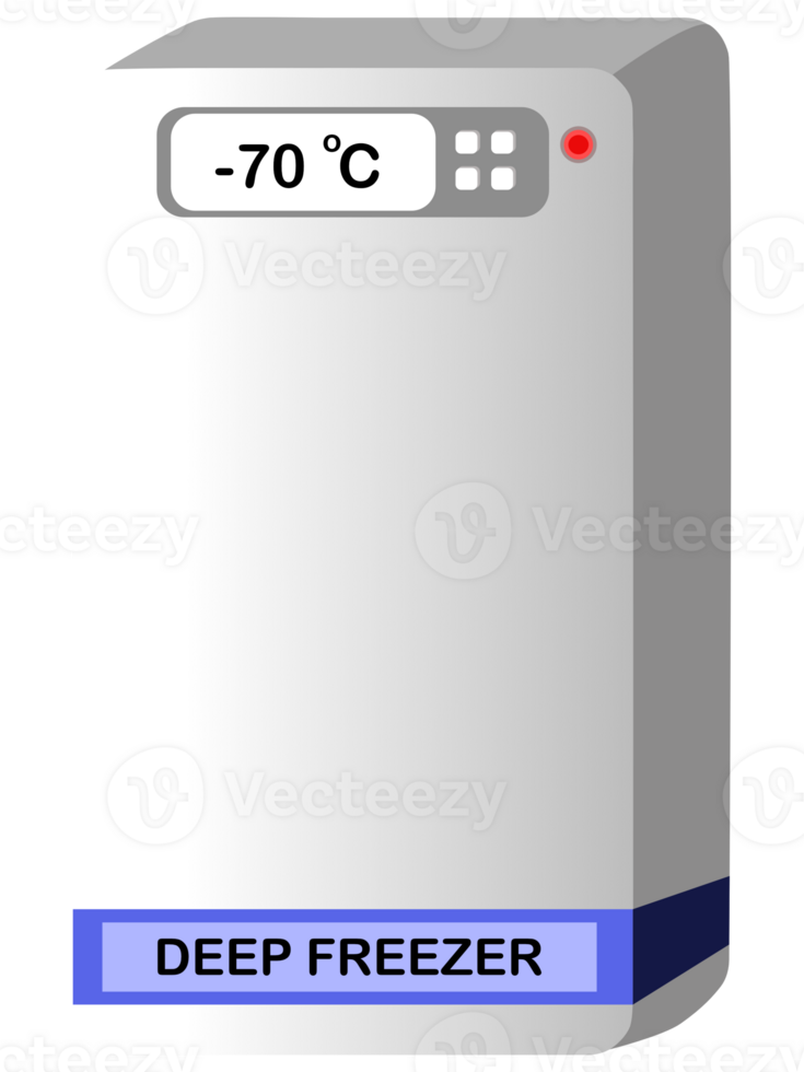 Deep freezer with minus 70 degrees Celsius temperature for storing chemicals or medicines png