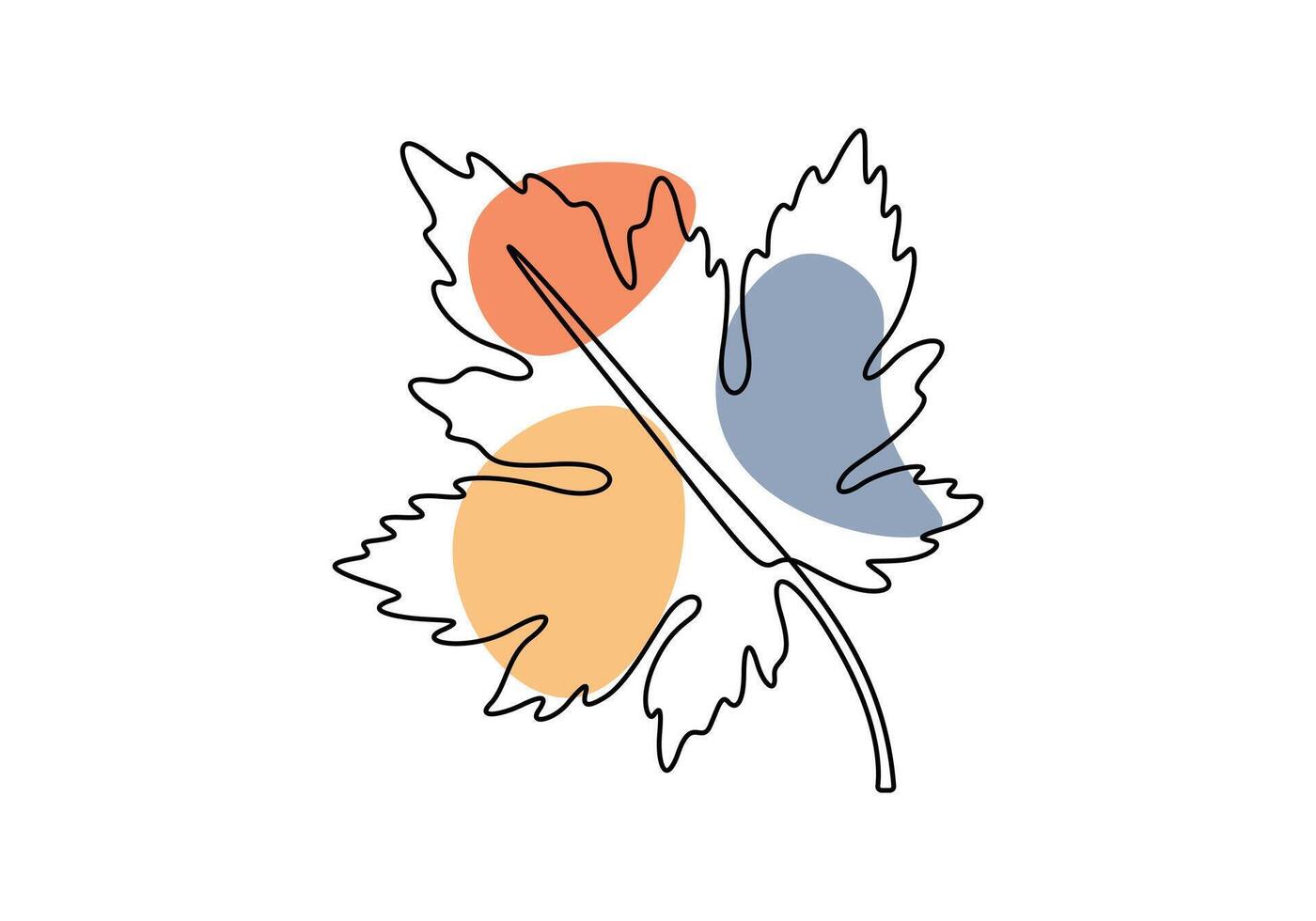 Continuous one line drawing of spring maple leaf botany style for posters wall art graphic illustration vector