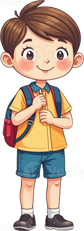 Boy with backpack and yellow shirt png