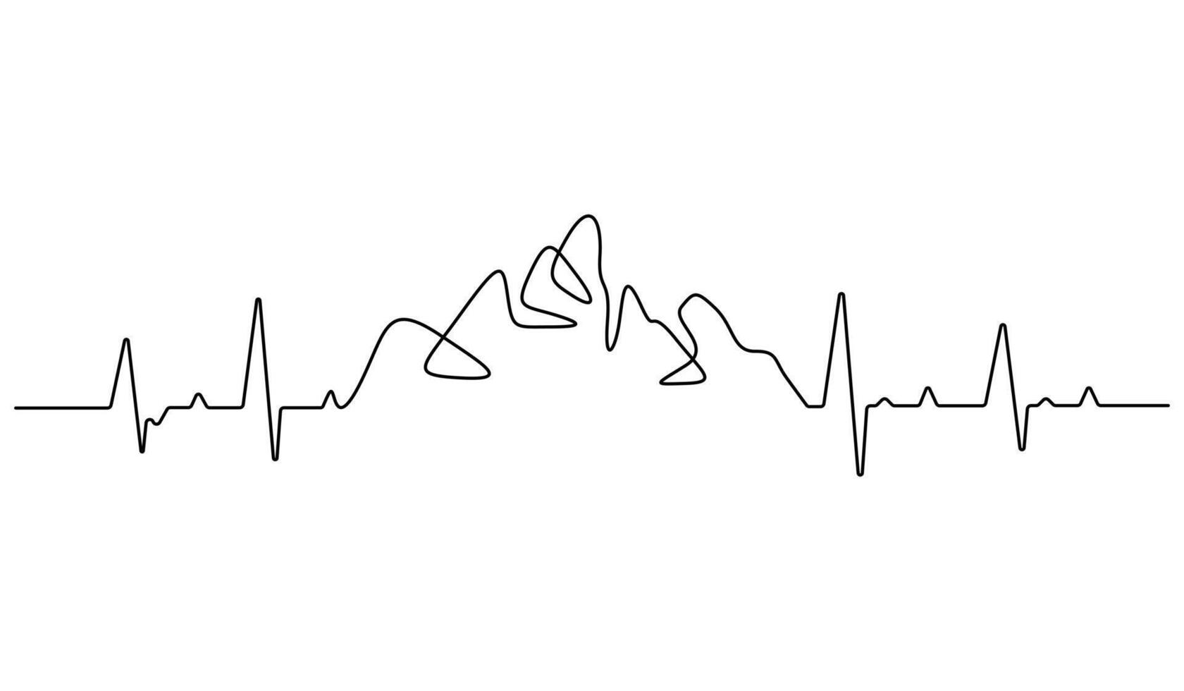 Mountain landscape continuous single line drawing graphic illustration vector