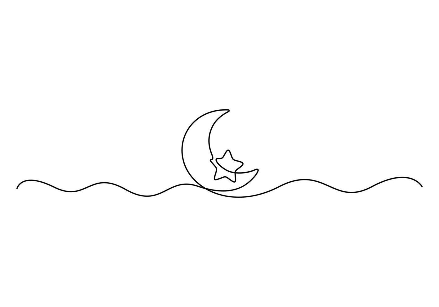 Moon in one continuous line drawing graphic illustration vector