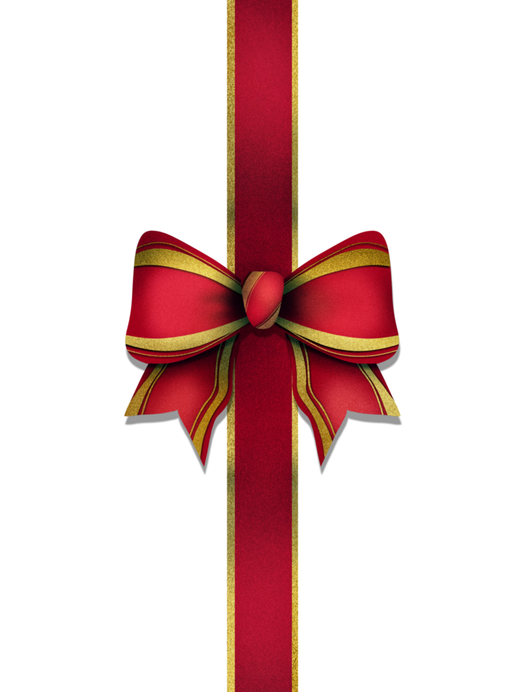 Red ribbon with gold bow on Transparent background png