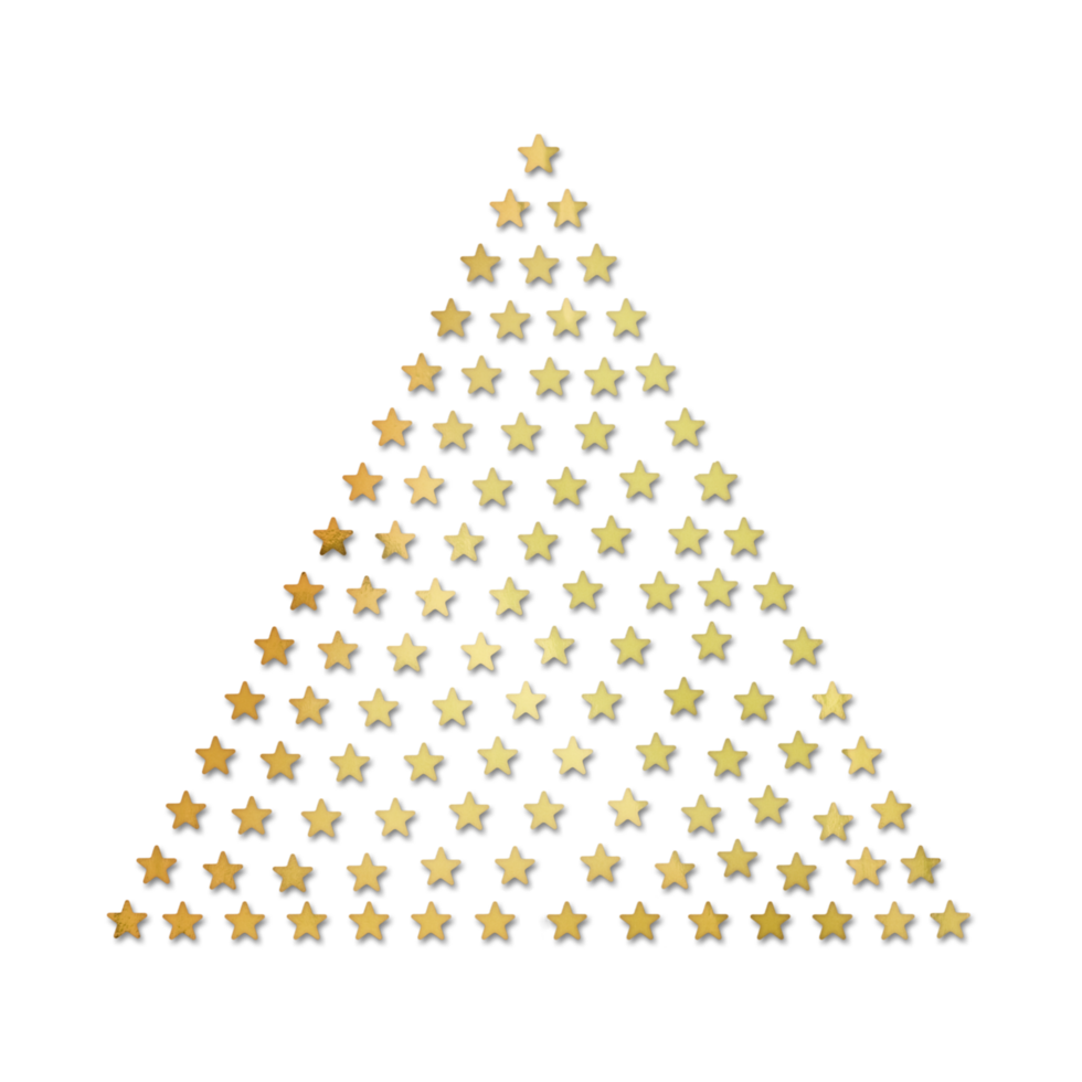 A triangle made of gold stars on a Transparent background png
