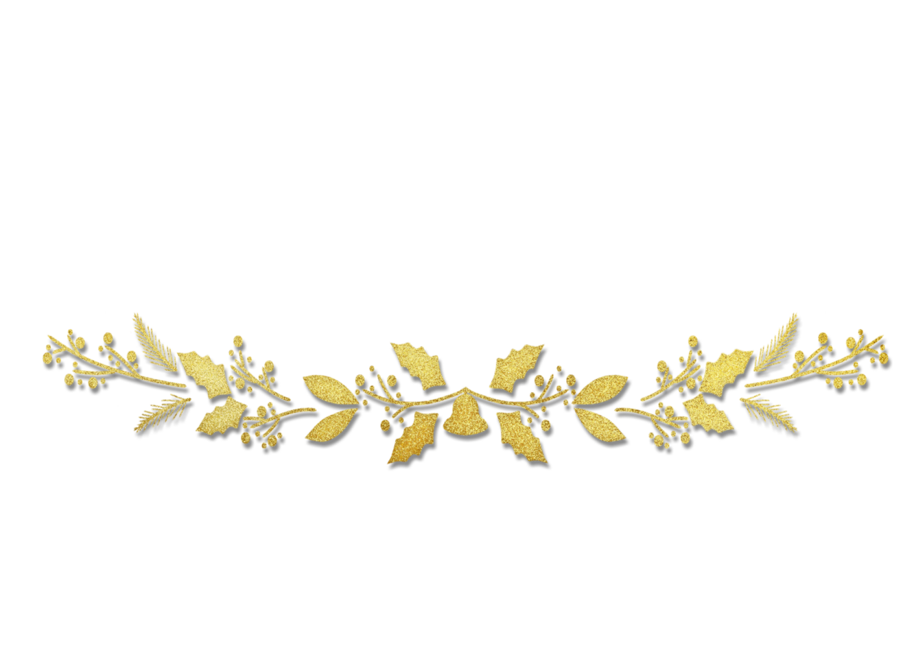 Golden holly leaves and berries on a Transparent background png