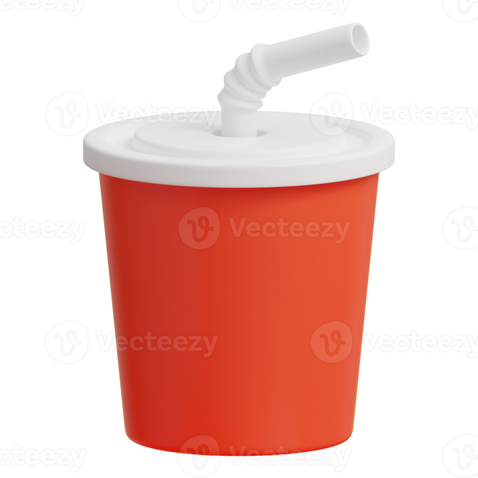 A red plastic cup with a straw png