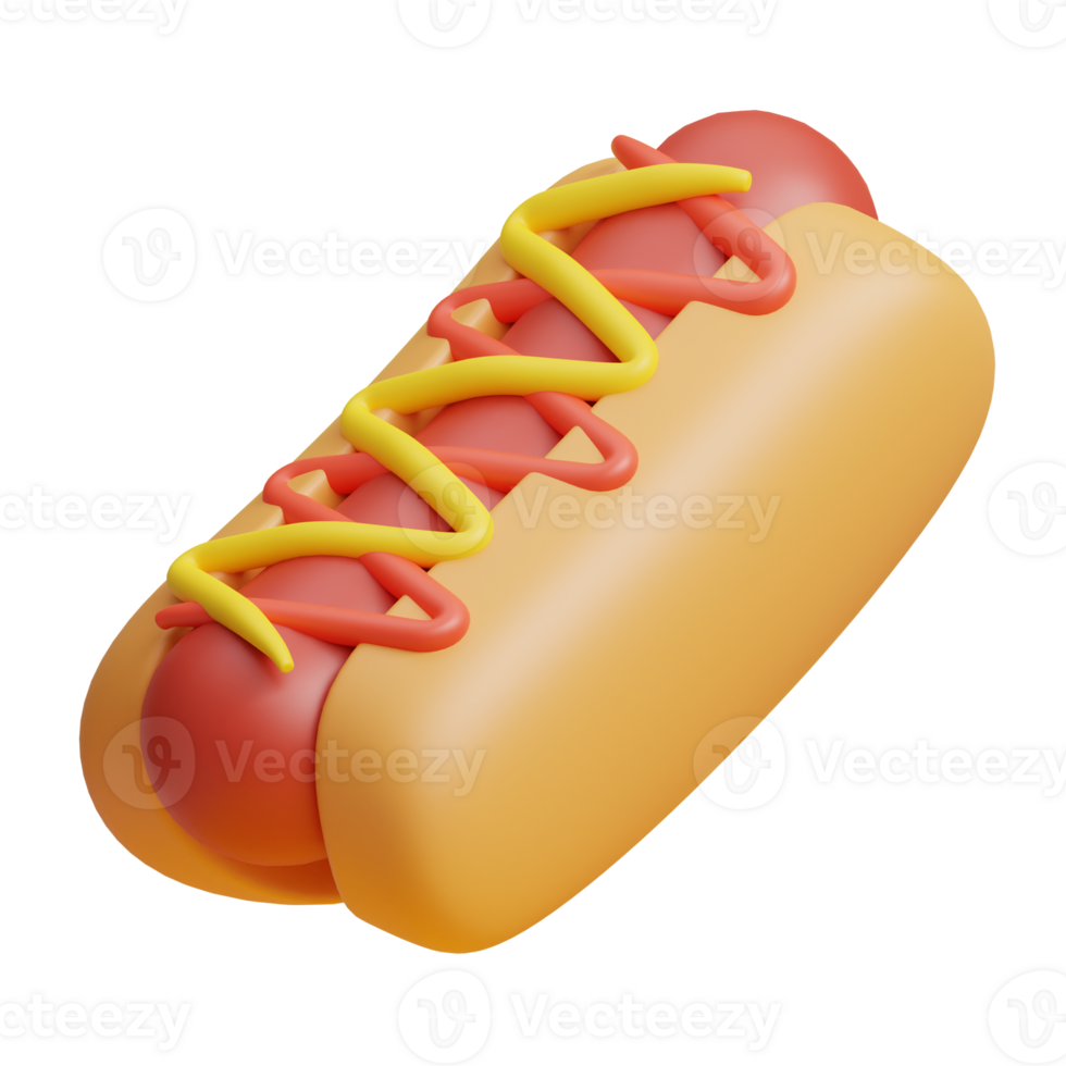 3d hotdog food icon png