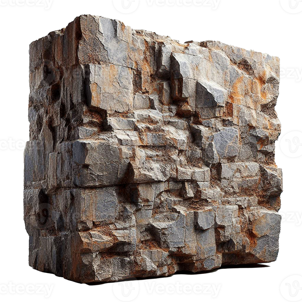 Grey Textured Rock Stone Marble Slabs Masonry Object with Rustic Cracked Pebble Stack Mineral Patterns for Wall and Artistic Designs png