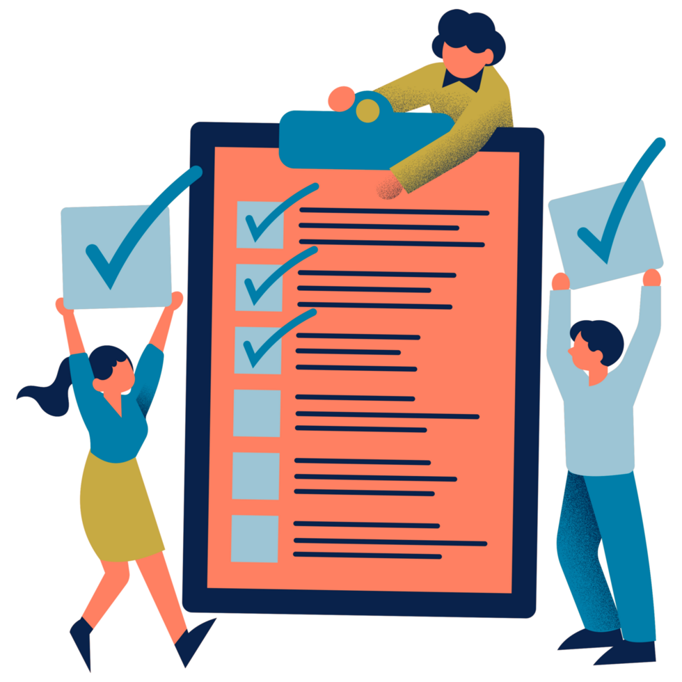 People holding up a checklist with check marks png