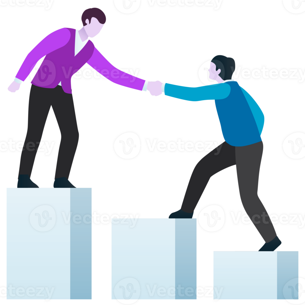 Two people shaking hands on top of a ladder png
