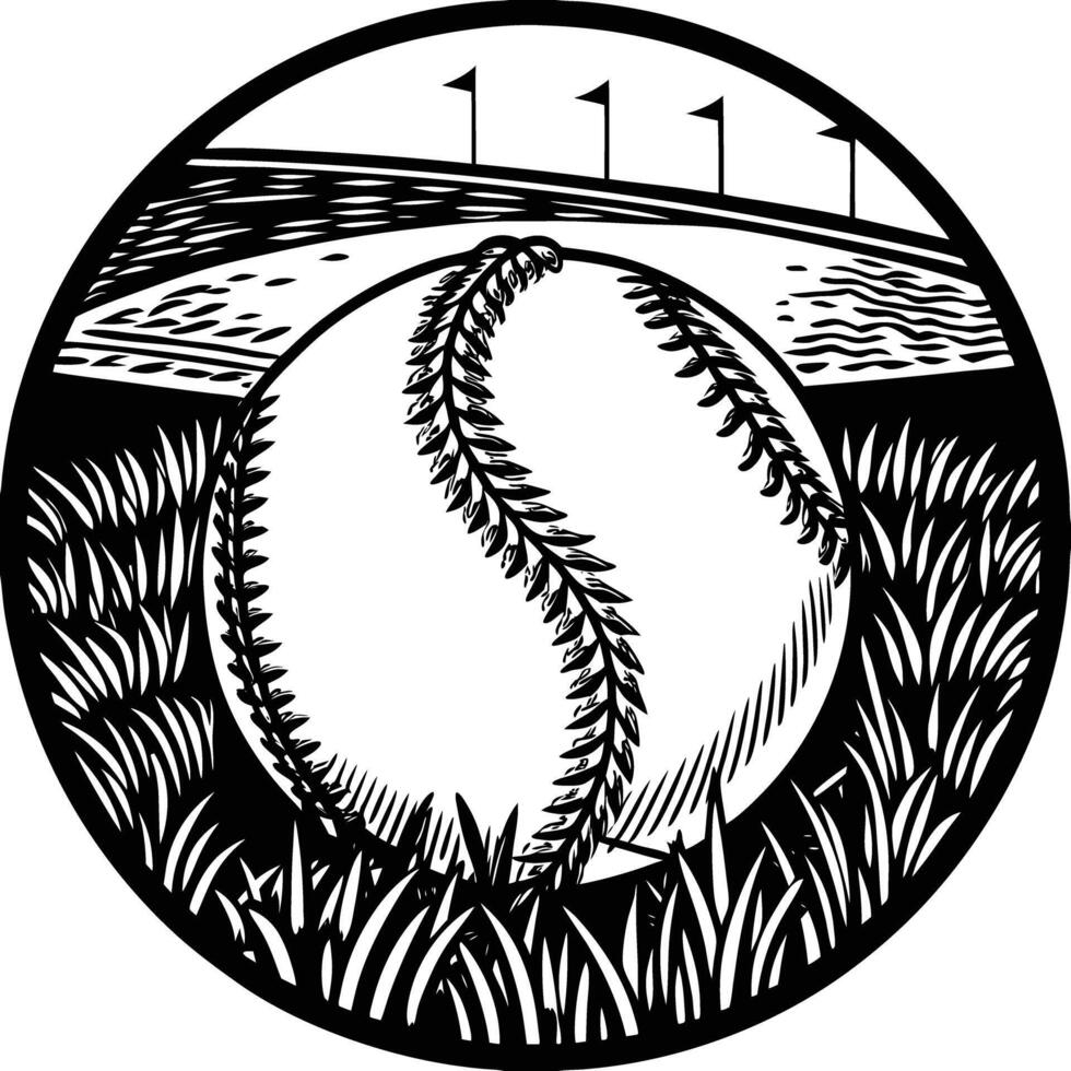 Baseball ball in grass with a golf course vector