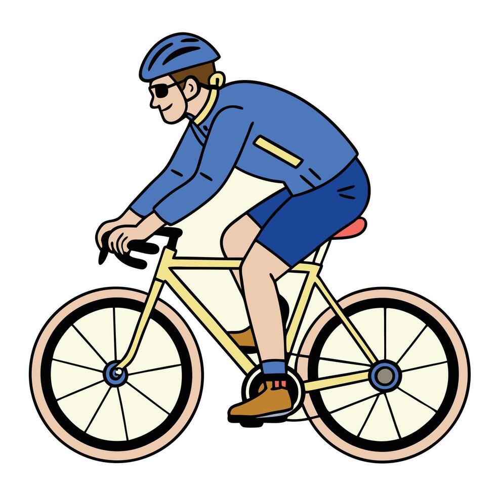 A cartoon man riding a bike vector