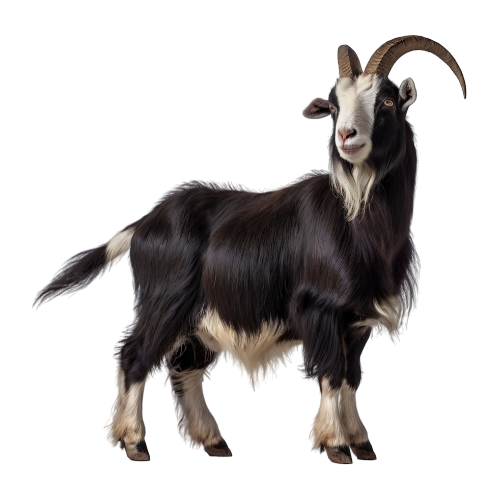 Big goat with horns on transparent background png