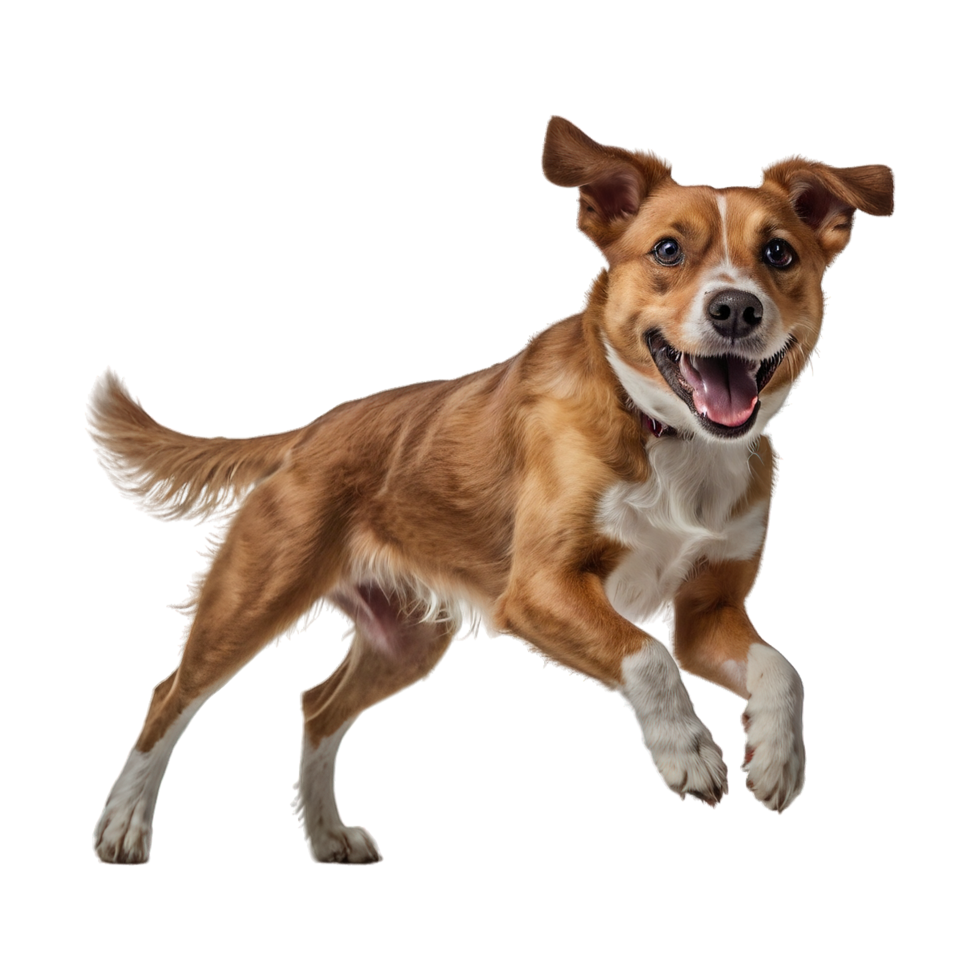 Side of jumping dog on transparent background png