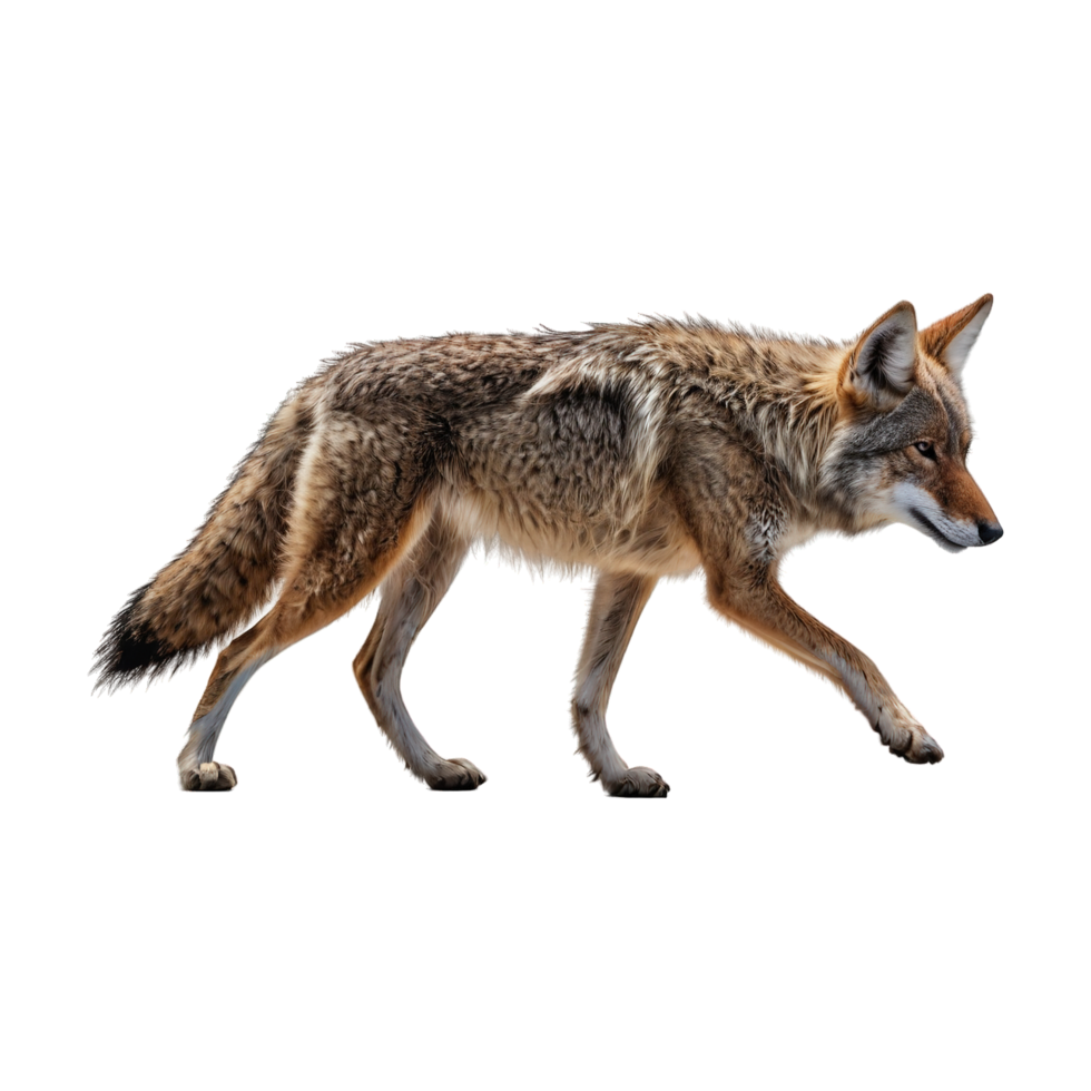 Side view of coyote on transparent background png