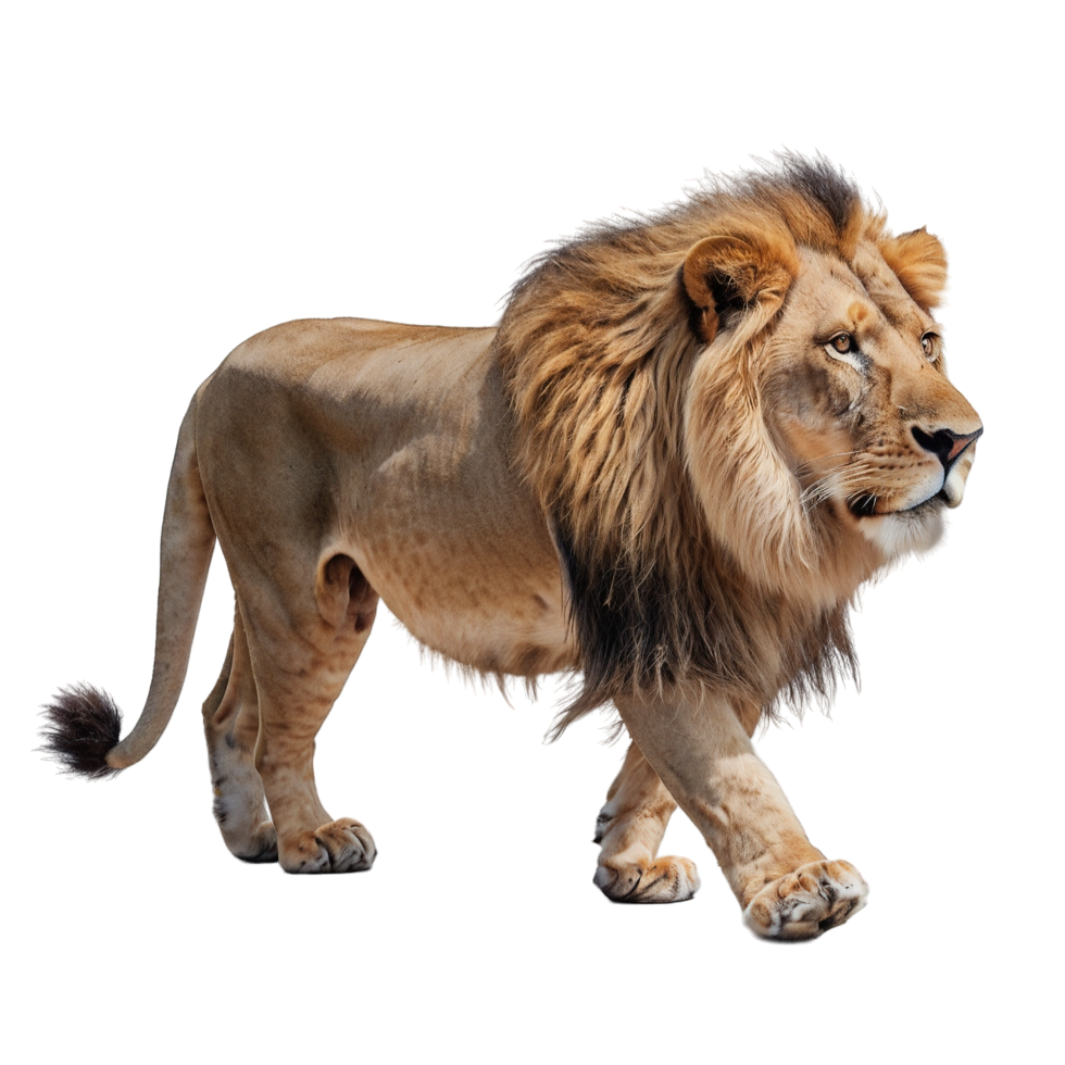 Lion walking wild cat in transparent background png