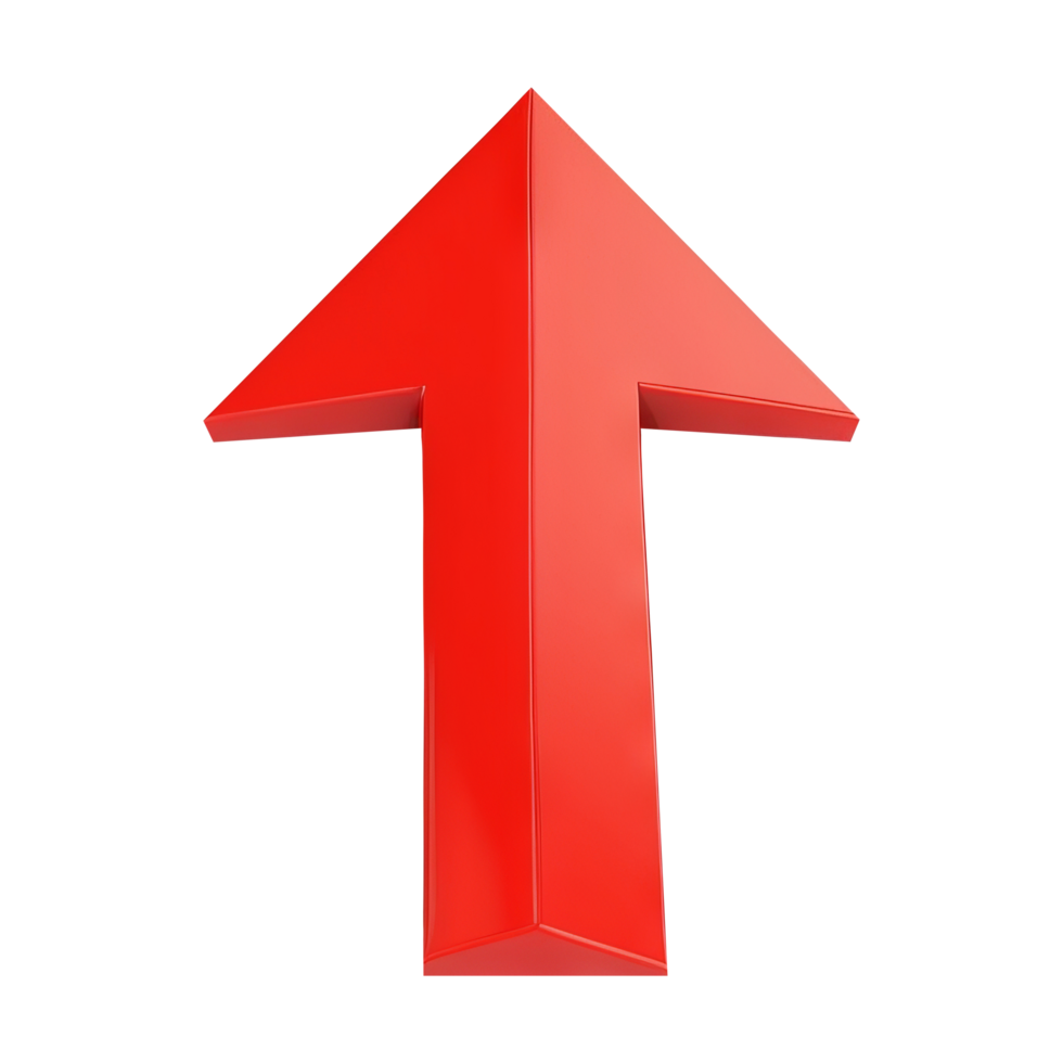 Red arrow business graph pointing up on transparent background png
