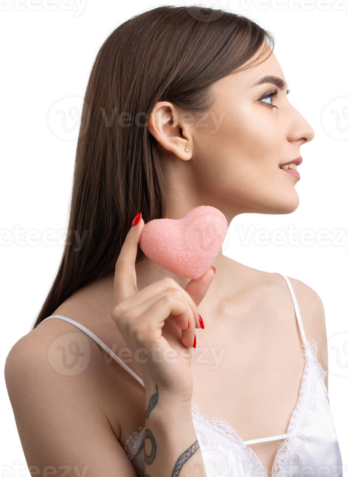 Beautiful smiling woman with clean skin png