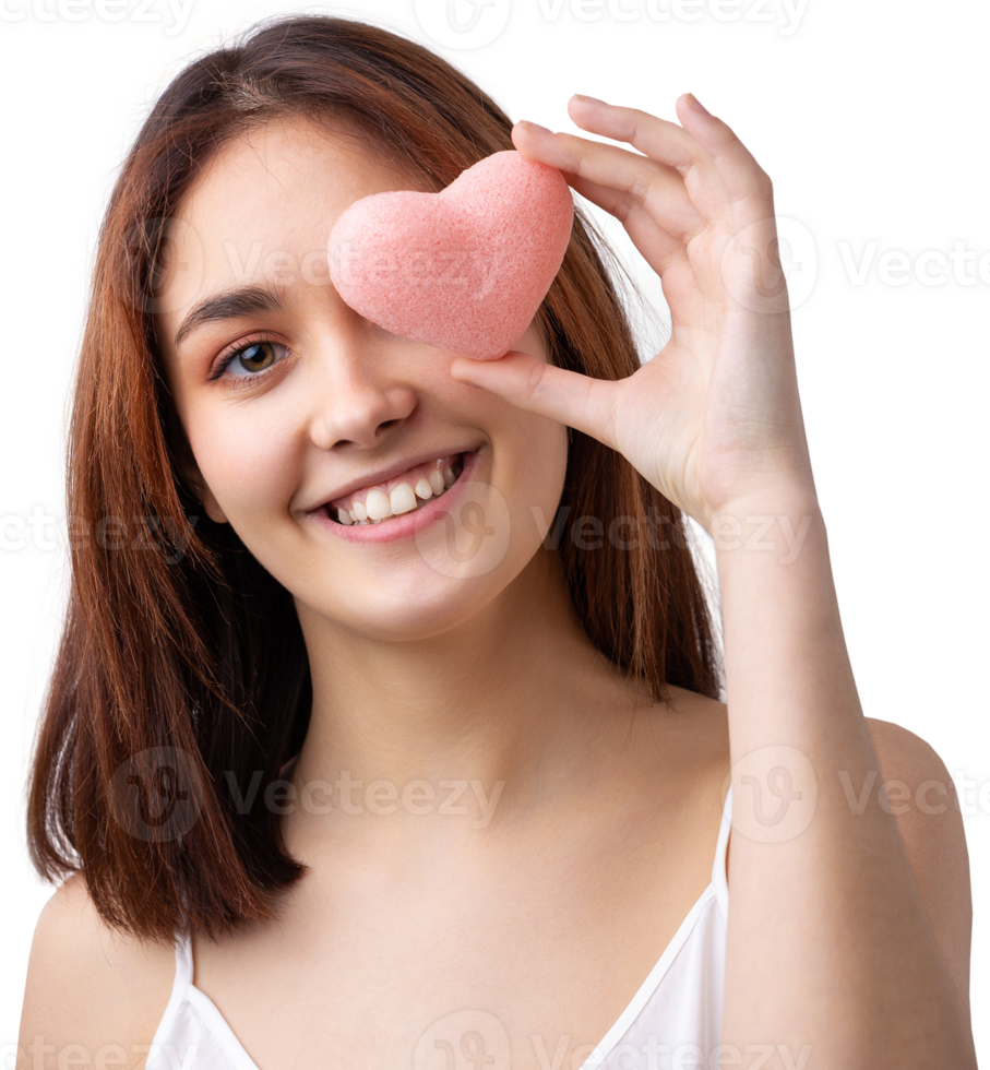Beautiful smiling woman with clean skin, natural make-up png