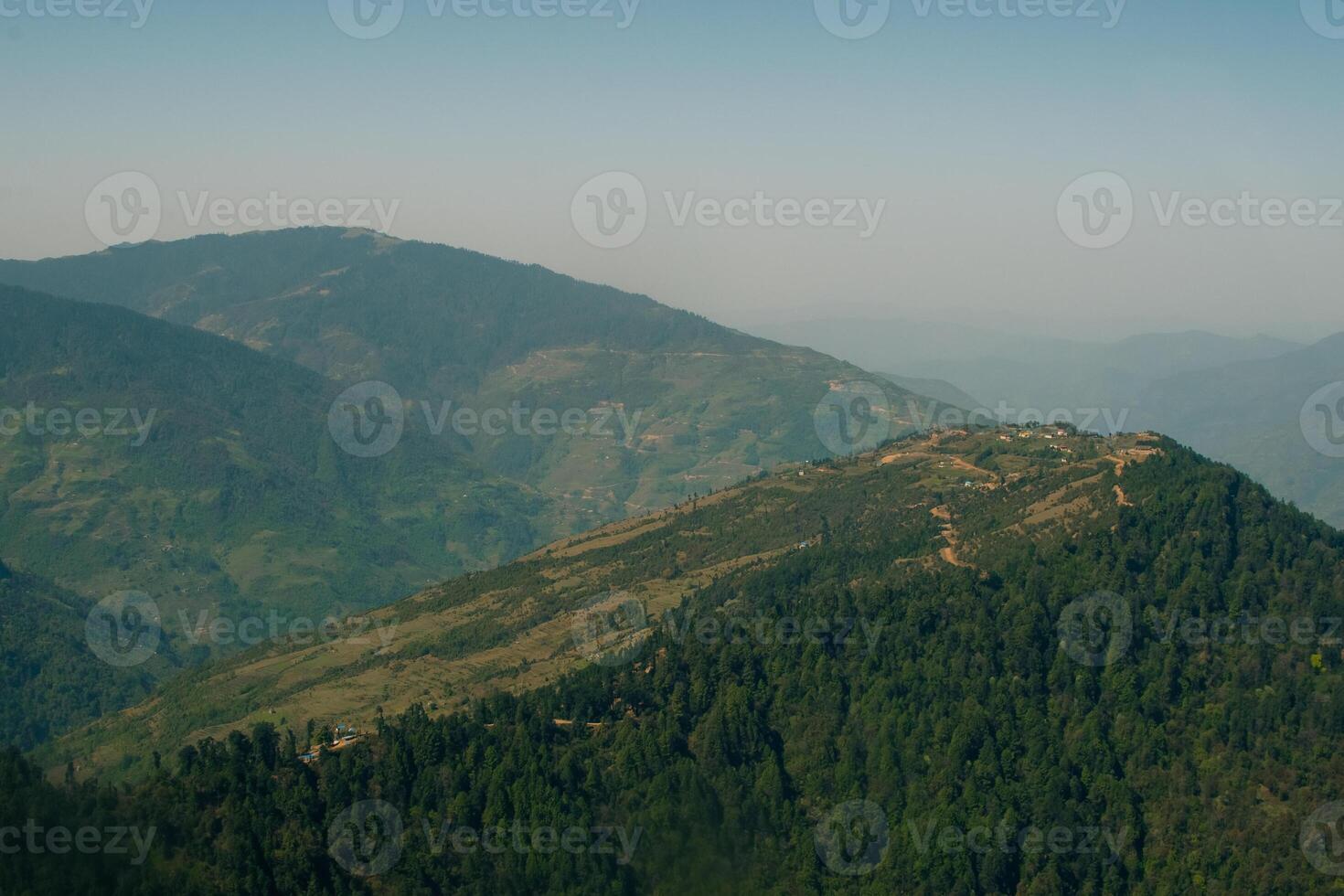 Aerial view of Bhedetar hill station in Dhankuta, Nepal. photo
