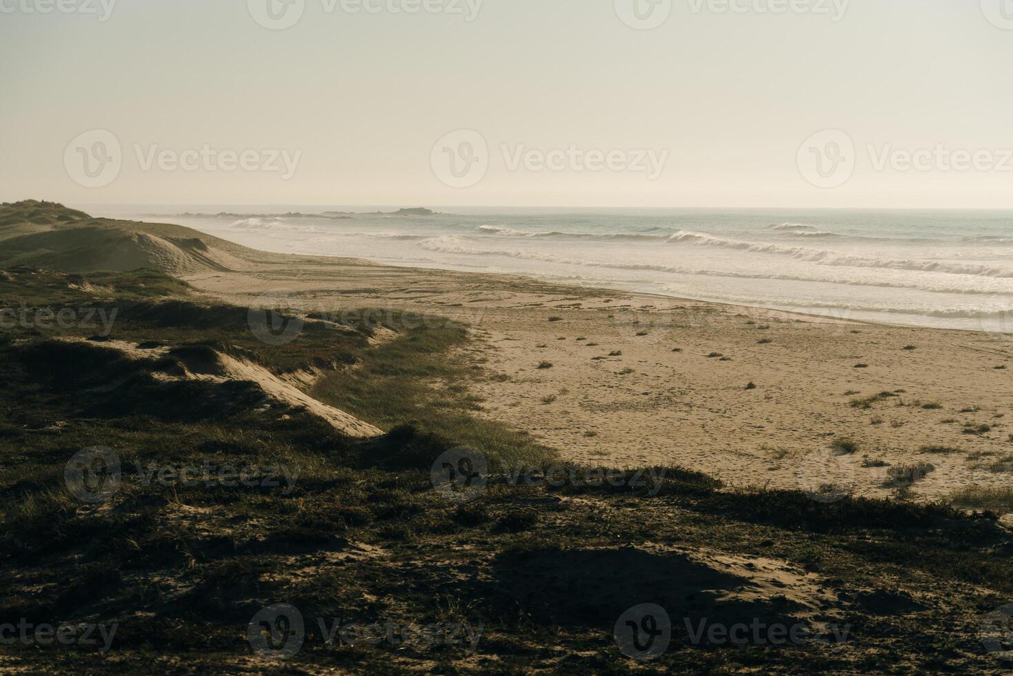 Beautiful view of ocean beach, Lisbon Portugal. photo
