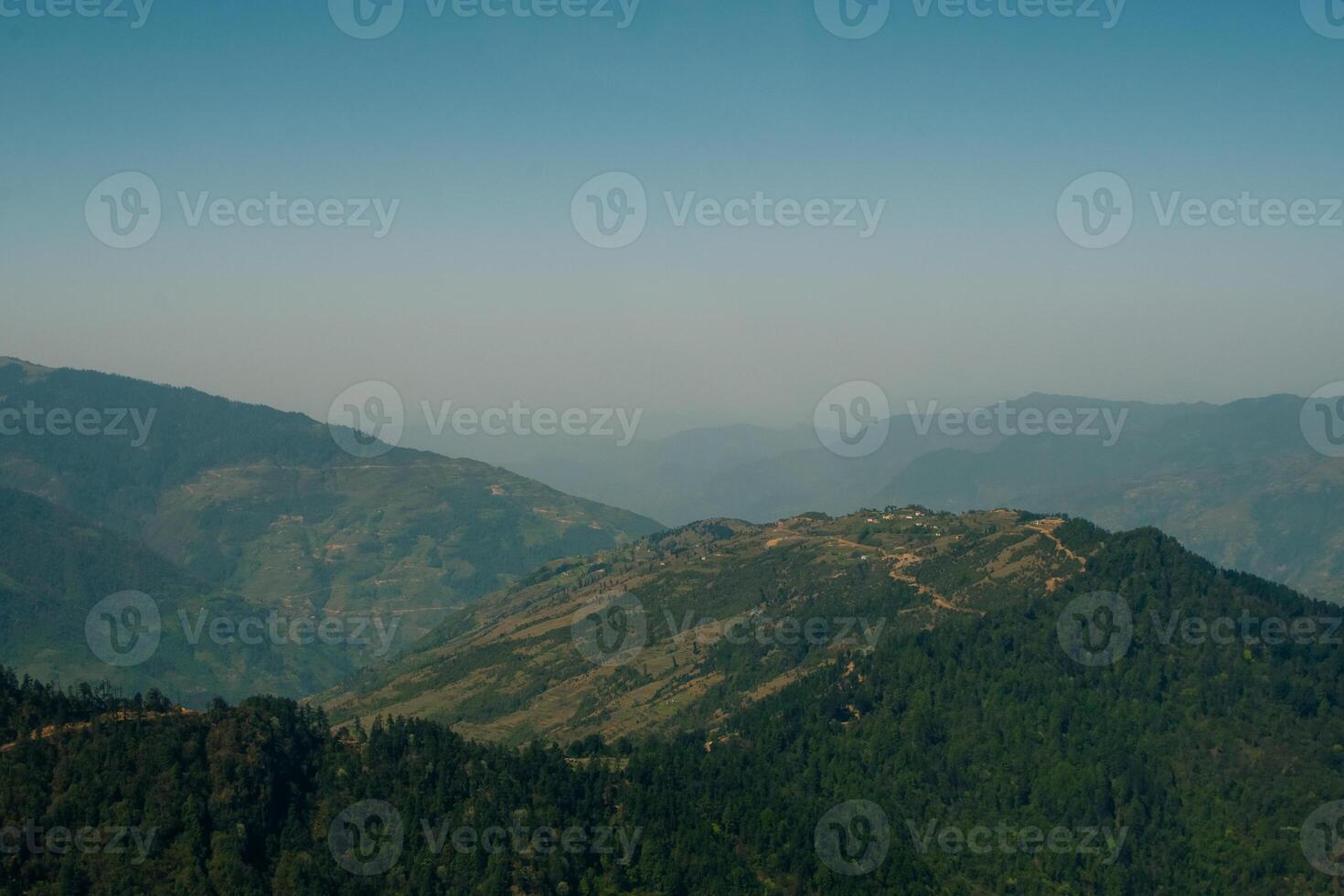 Aerial view of Bhedetar hill station in Dhankuta, Nepal. photo