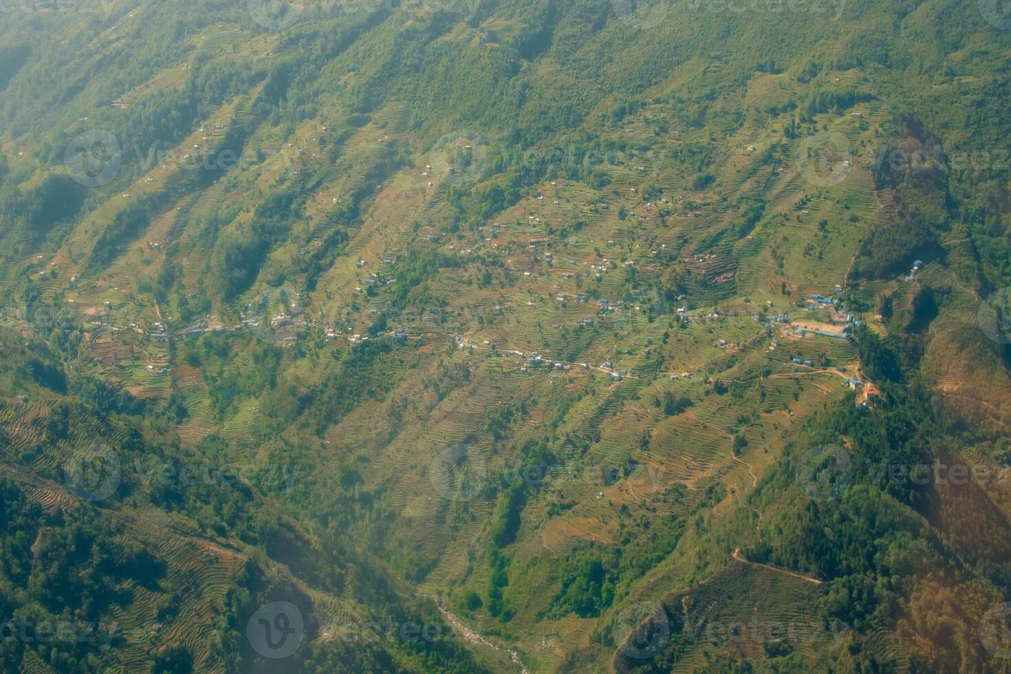 Aerial view of Bhedetar hill station in Dhankuta, Nepal. photo