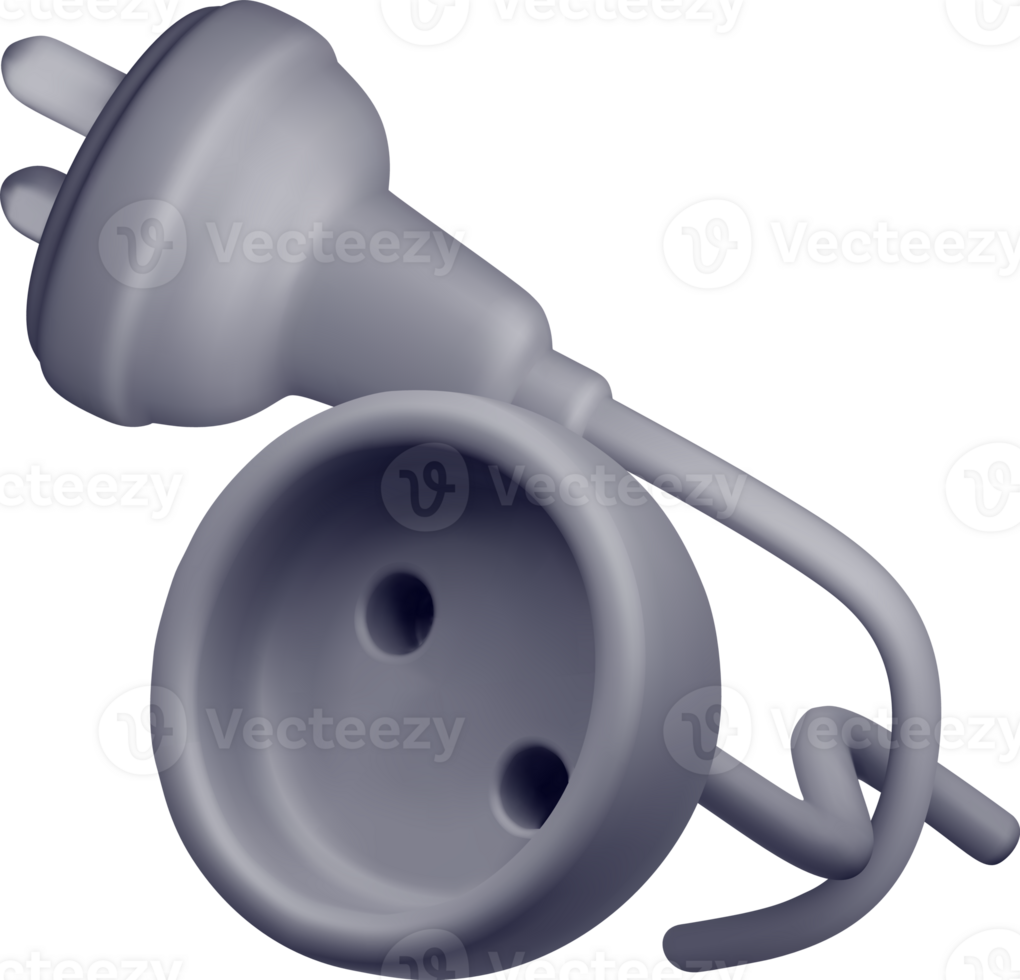 3d black plug and socket png