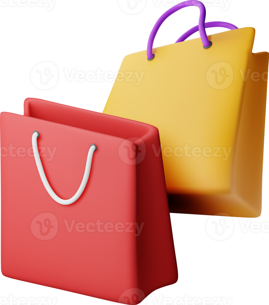 3D bunch of shopping bag icon png