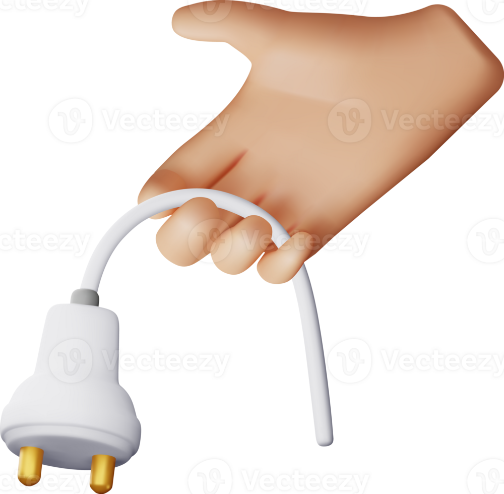3D electric plug in hand png