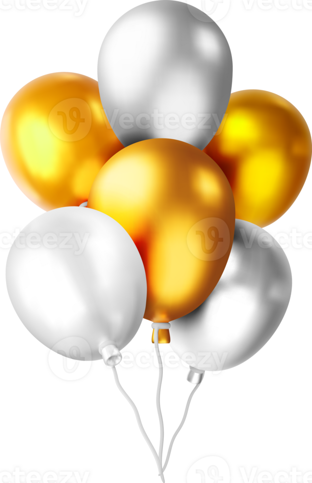 3D Bunch of Metallic Balloon icon png