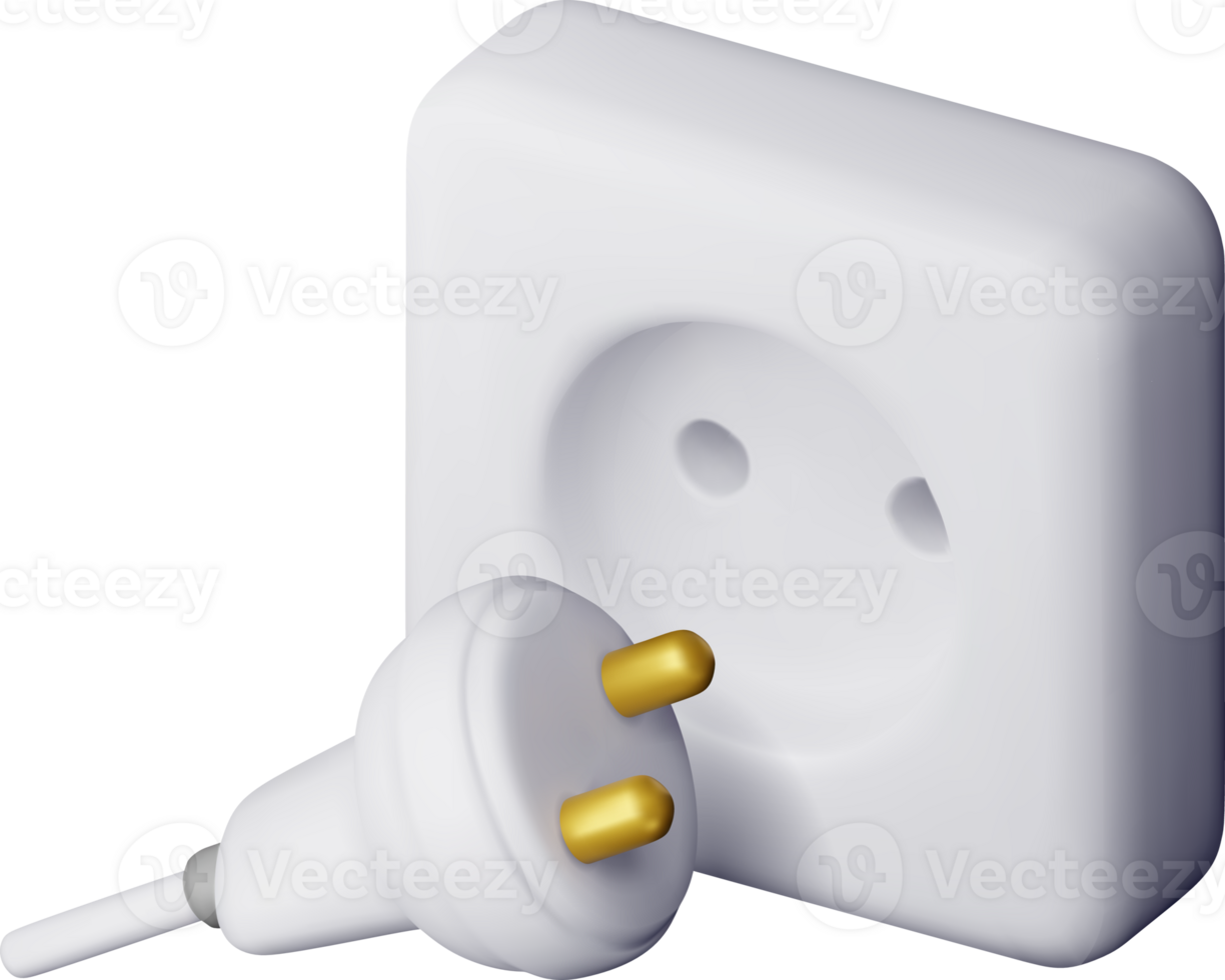 3d white plug and socket icon png