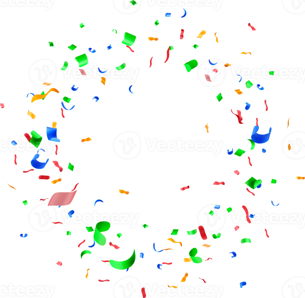 3D color party confetti ring png