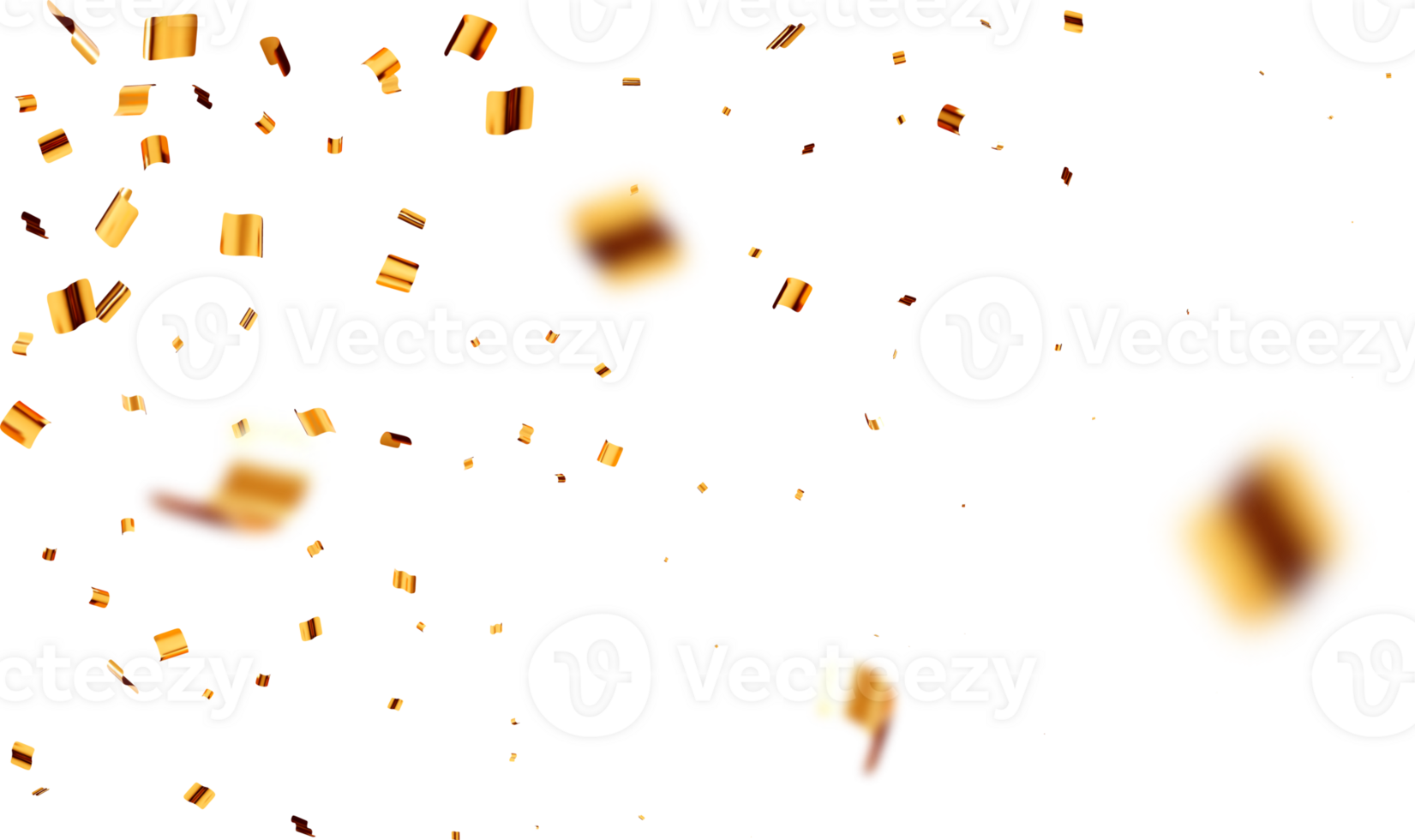3D golden confetti elements png