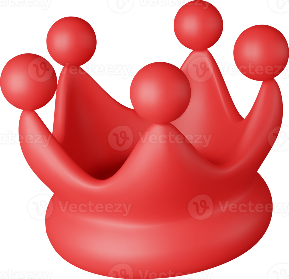 3D red crown icon symbol png