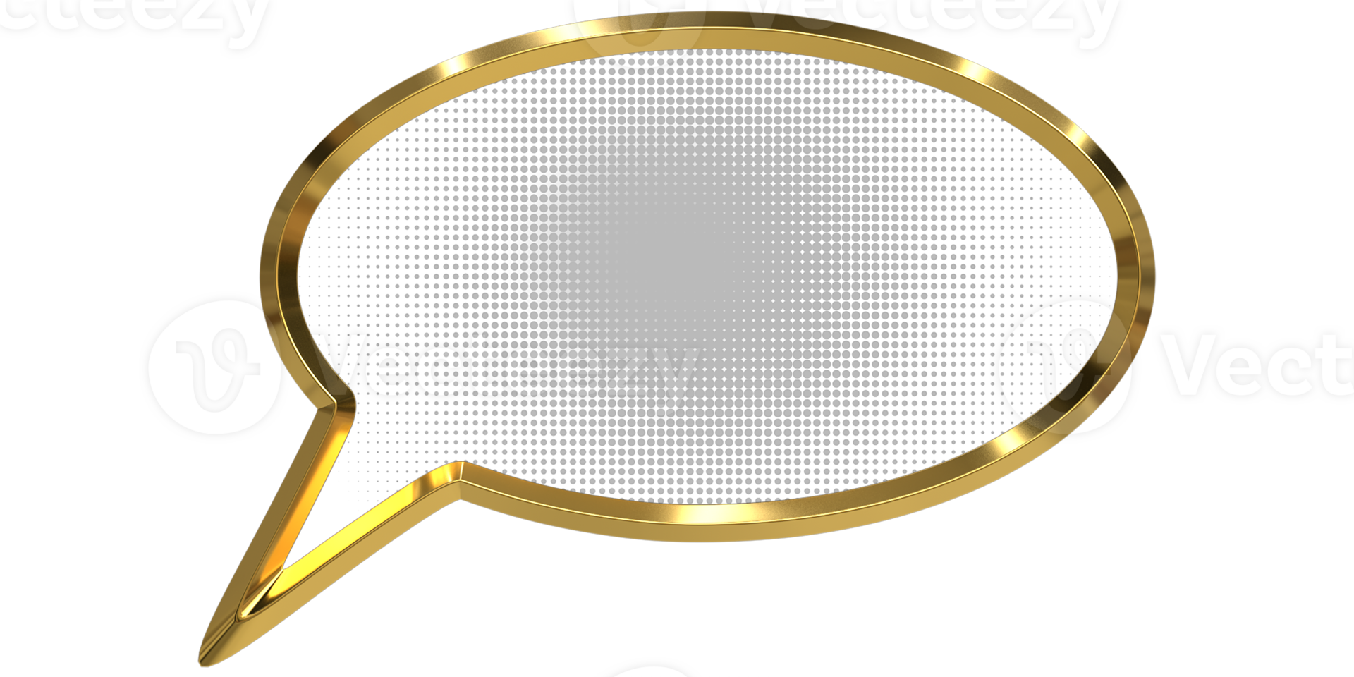 Shiny 3D chat bubble with golden edge rendering for online live chat design element png