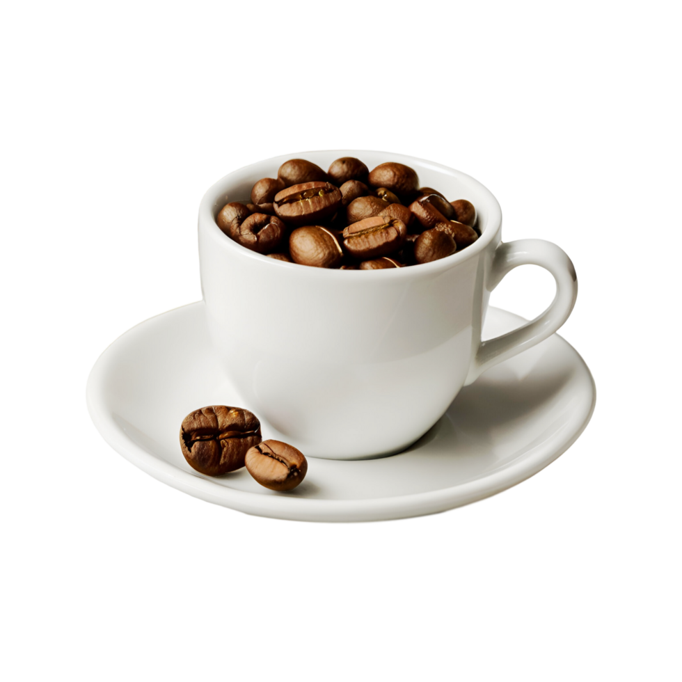 Cup of coffee beans on transparent background png