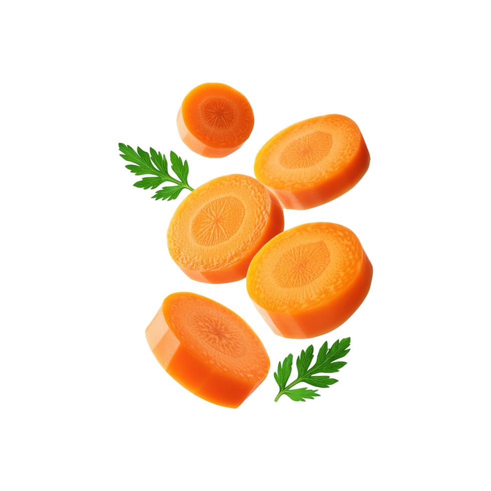 falling carrot slices on transparent background png
