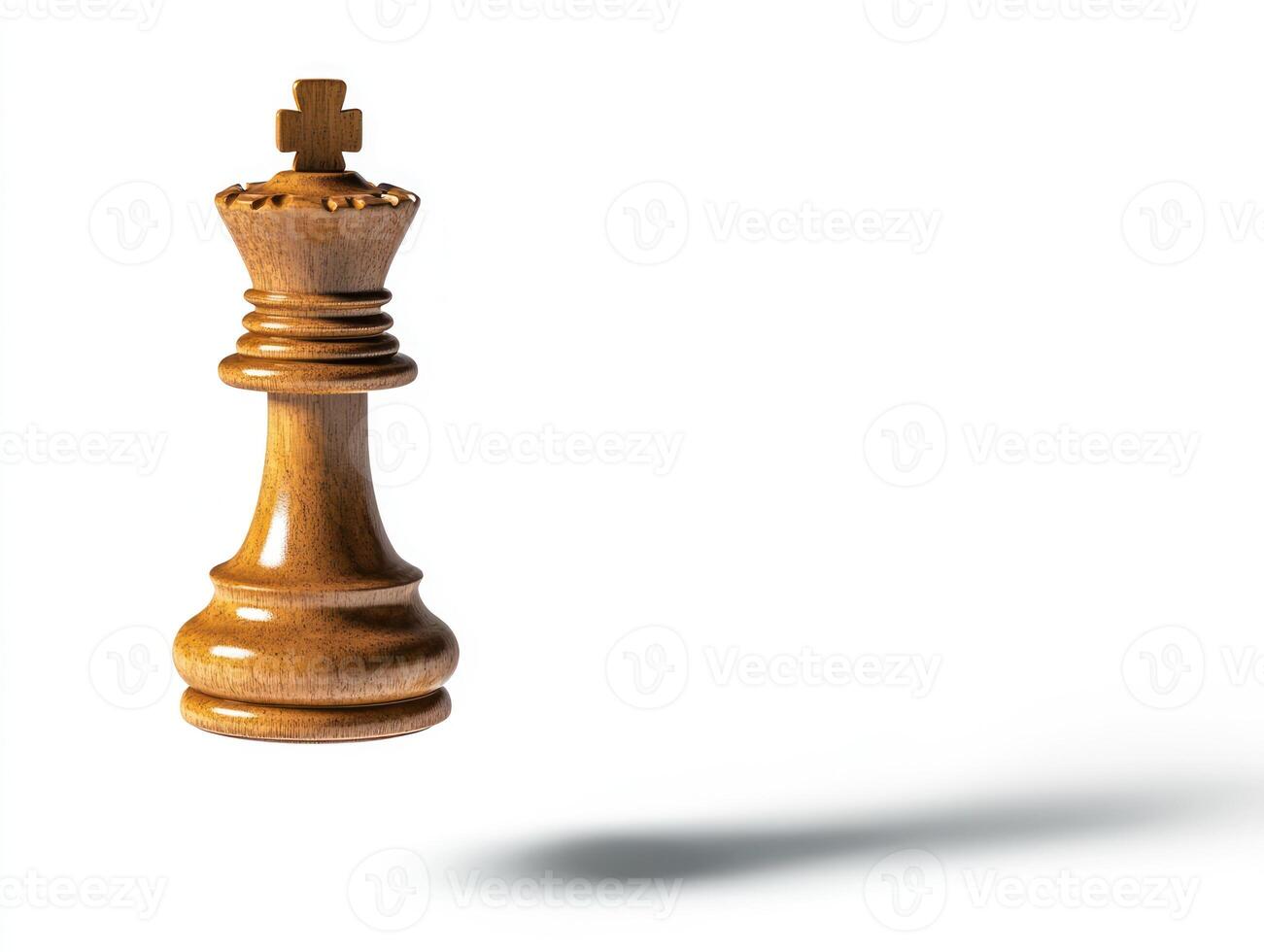 Golden king chess piece floating mid air against white background for strategic design concepts photo