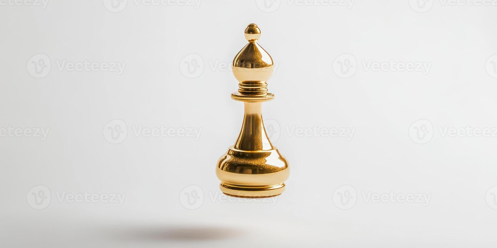 Golden bishop chess piece floating in mid air symbolizing strategy and elegance photo
