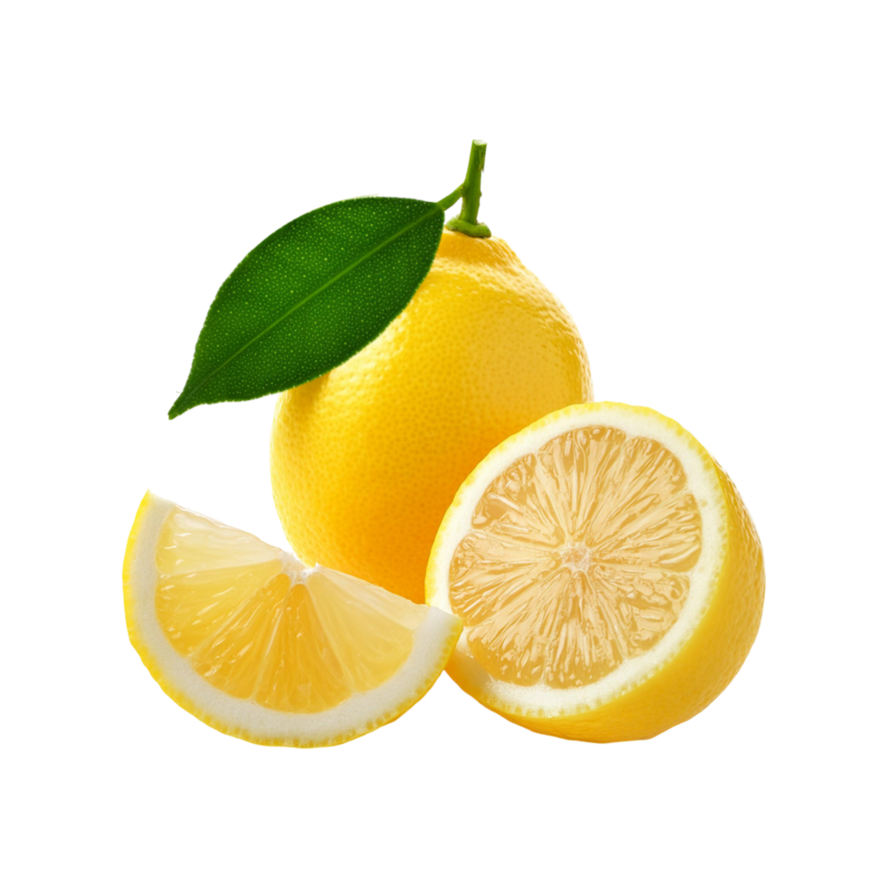lemon with slices on transparent background png