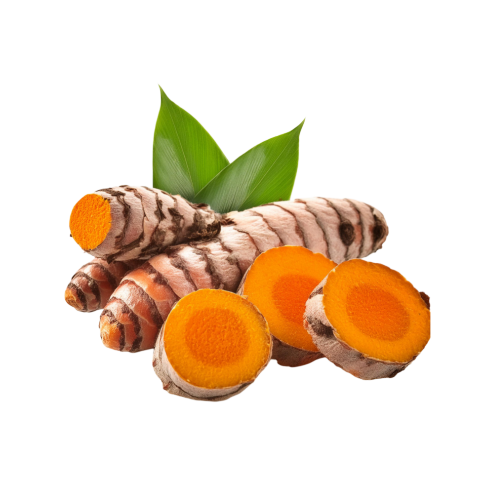 Turmeric with slices on transparent background png