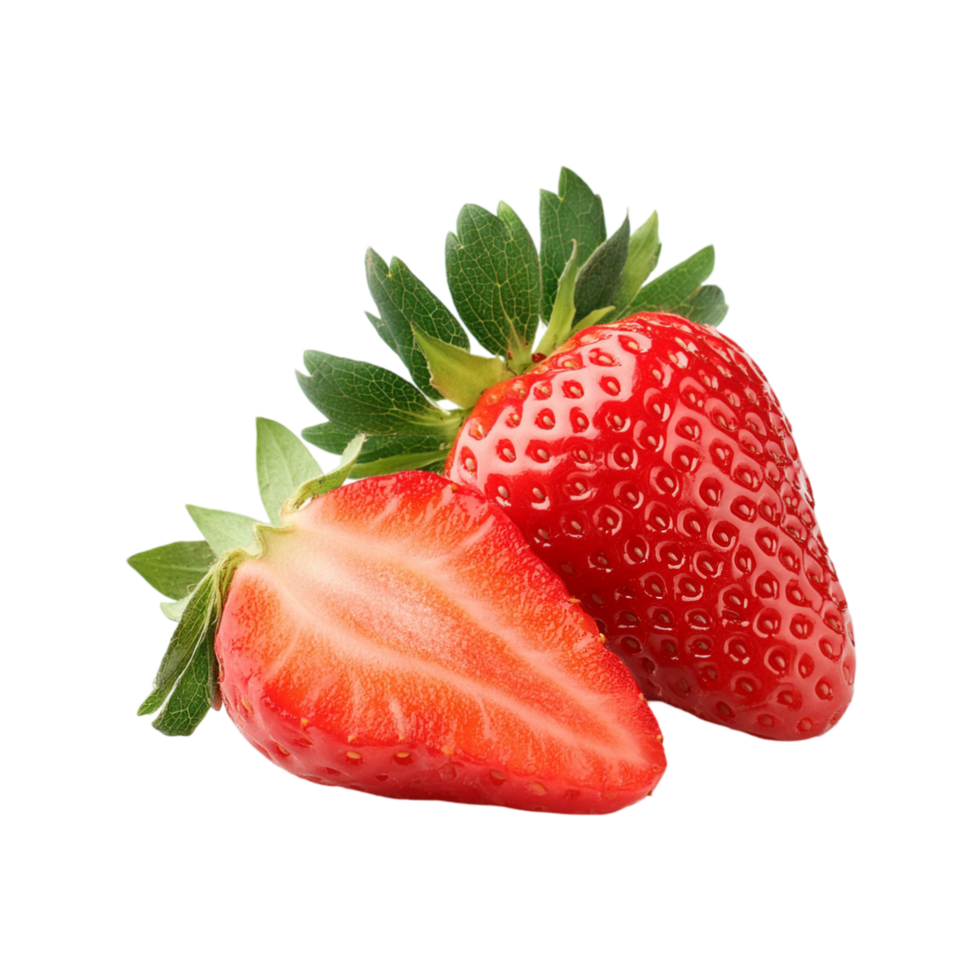 Strawberry fruit with slices on transparent background png