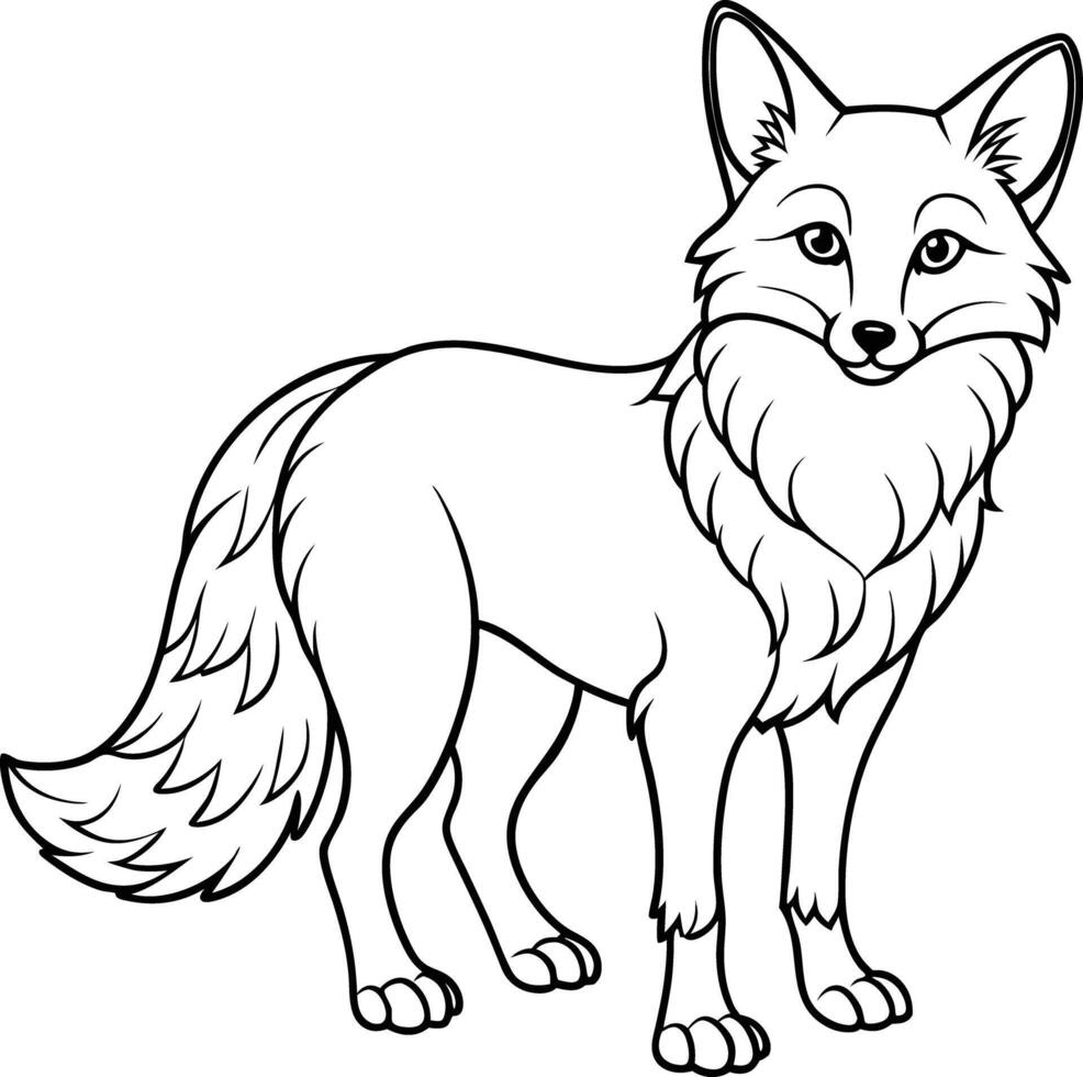 A fox coloring page for kids vector