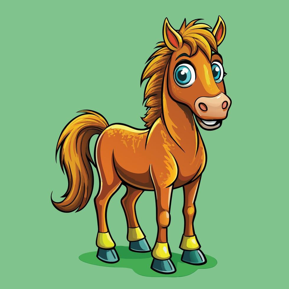 Cartoon horse with blue eyes and a smile vector