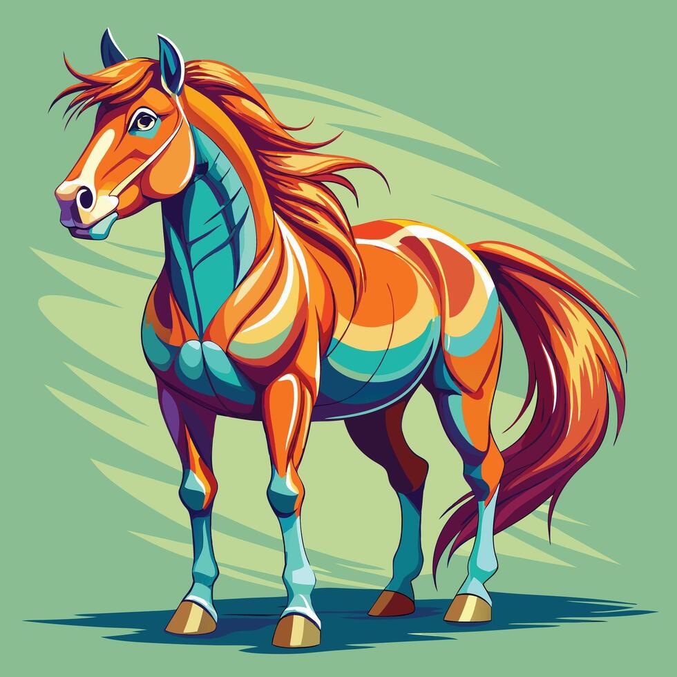 An illustration of a horse with colorful hair vector